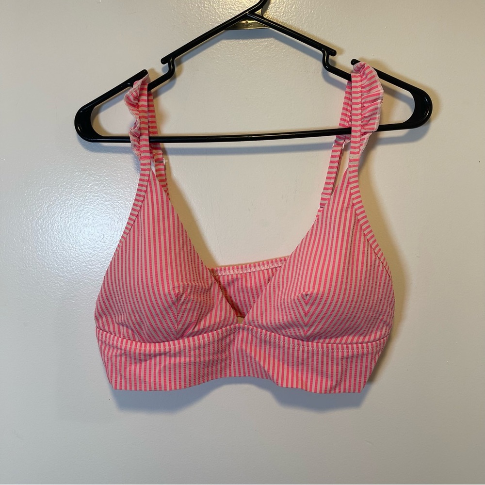 Aerie Pink Striped triangle‎ swim top women’s size XL